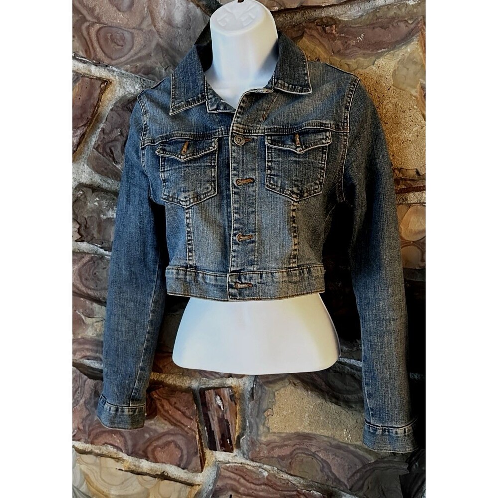 Y2K Denim Jacket Women’s‎ Fitted Stretch Jean Jacket 2000s Vintage M Made in usa